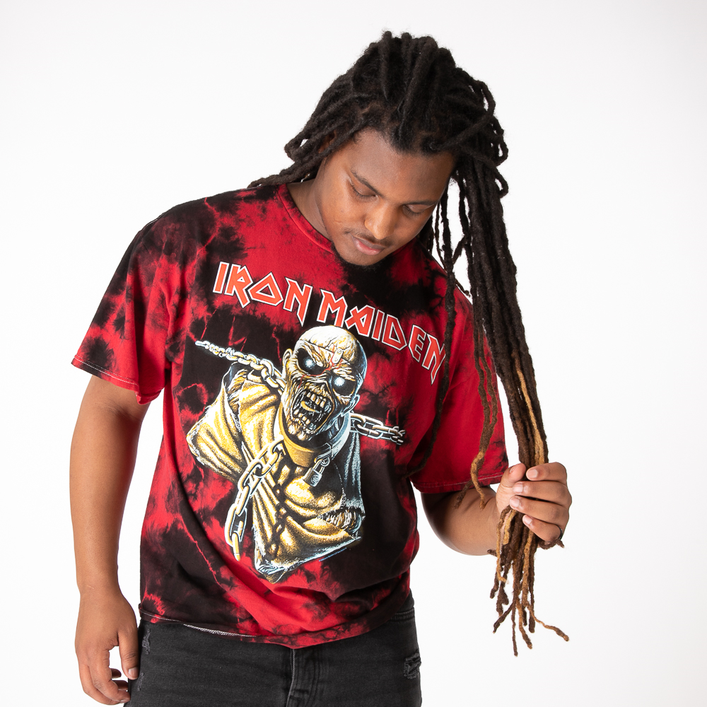 Mens Iron Maiden Eddie Tee - Red / Black Tie Dye