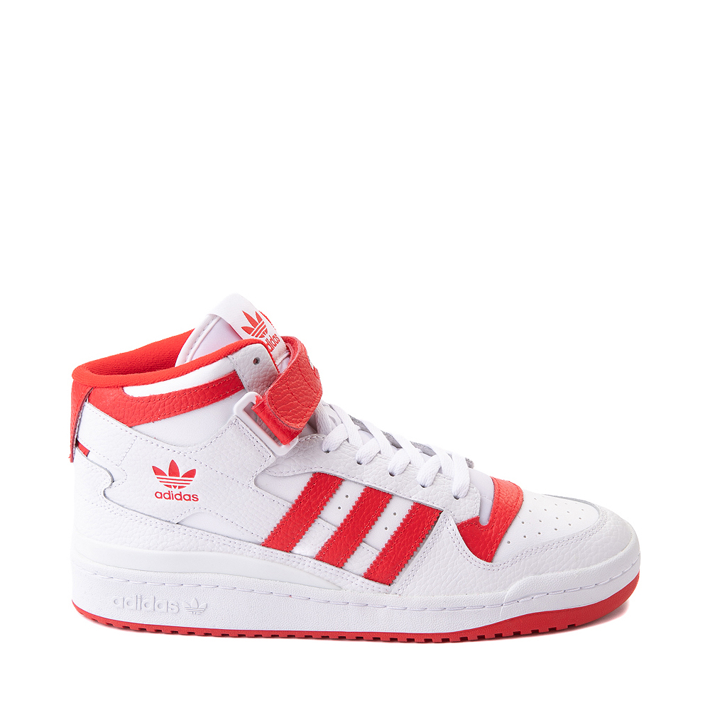 Mens adidas Forum Mid Athletic Shoe - White / Vivid Red