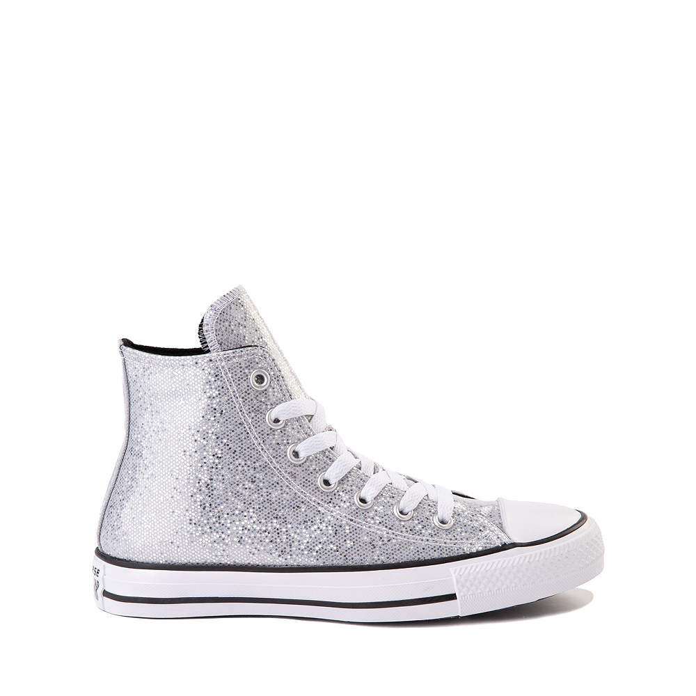Converse Chuck Taylor All Star Hi Glitter Sneaker - Big Kid - Silver