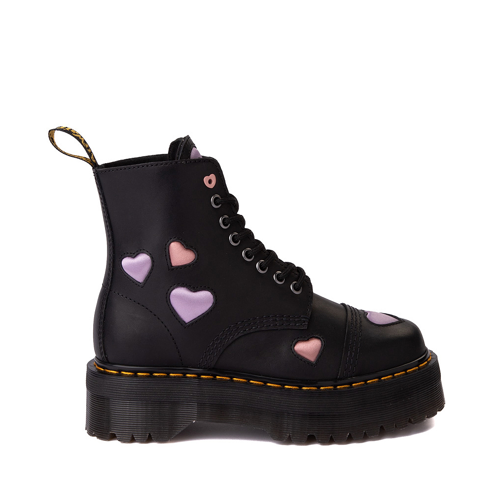 Womens Dr. Martens Sinclair Platform Boot - Black / Hearts